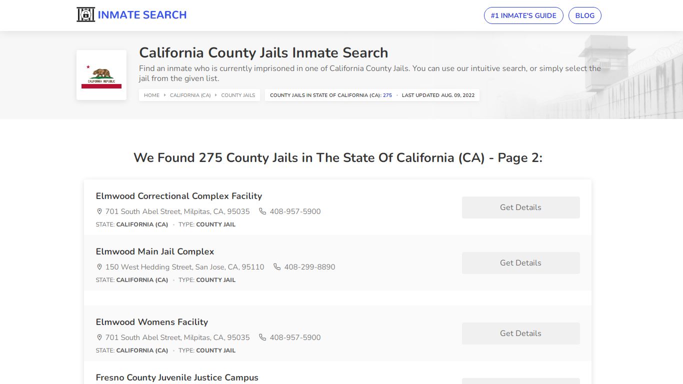 California County Jails Inmate Search