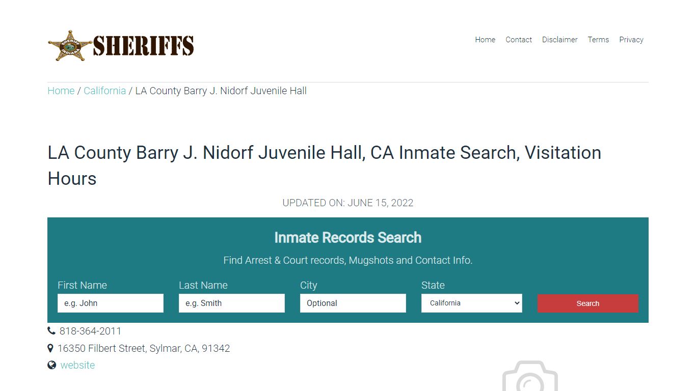 LA County Barry J. Nidorf Juvenile Hall, CA Inmate Search ...